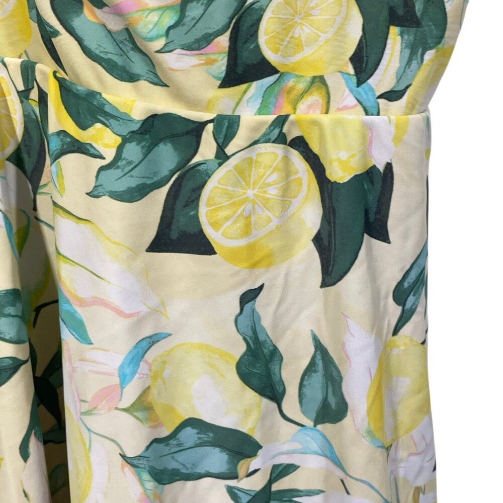 Torrid Wireless Swim Dress Yellow Lemon Print Sz 4X Padded Cups Adjustable Strap - Picture 4 of 9